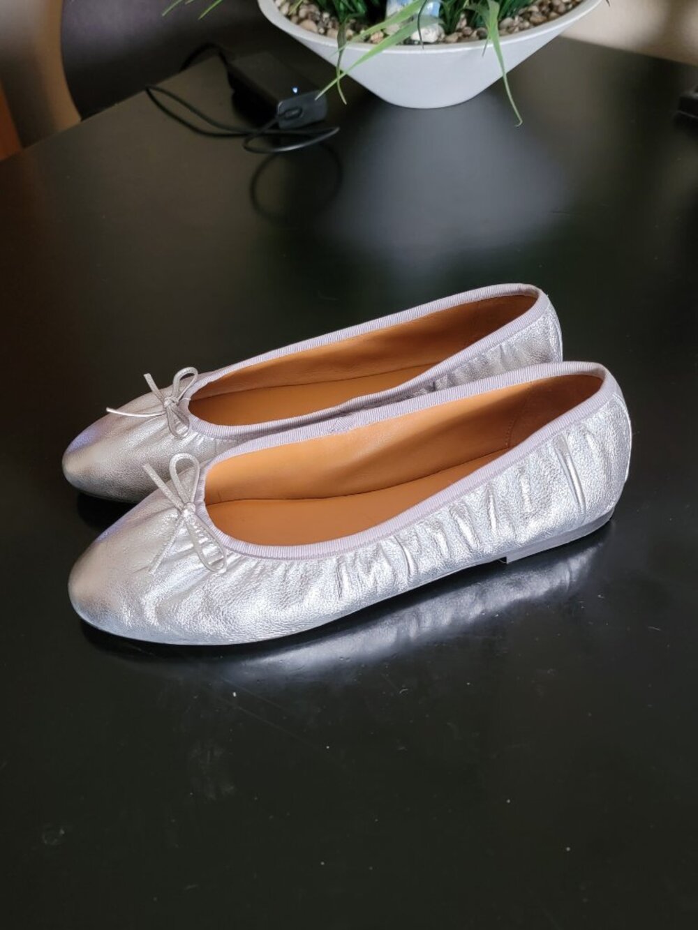 Sezane Agathe Low Ballerinas - Silver, Size US10 / EU41 - Picture 2 of 7